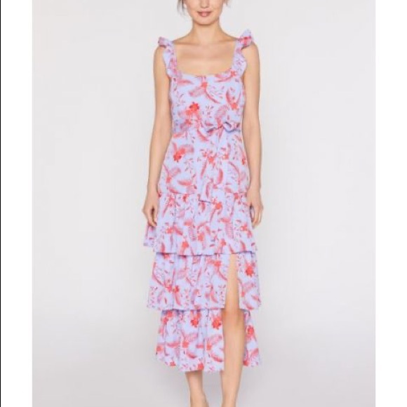 Likely Charlotte Tier Ruffle Dress Peri/Red (0) - Picture 1 of 8